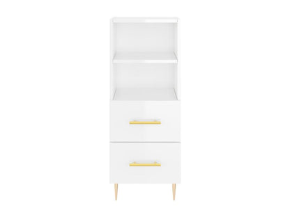 Buffet haut Blanc brillant 34,5x34x180 cm Bois d'ingénierie 41878GJFR