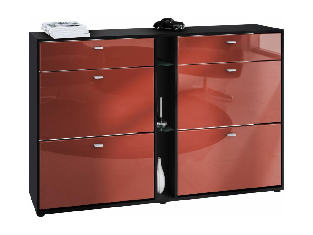 Meuble à Chaussures Noir Mat Et Bordeaux Laqué lxhxp 155.5x95x28 LED Bleu 82095MRPZ