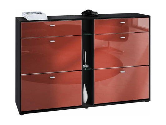 Meuble à Chaussures Noir Mat Et Bordeaux Laqué lxhxp 155.5x95x28 LED Bleu 82095MRPZ