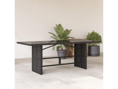 Table de jardin avec dessus en verre noir résine tressée 23994IWOC