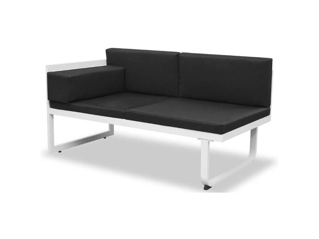 Salon de jardin modulaire 3 canapés métal blanc coussins noir Maisonpuretop 93966EHOX