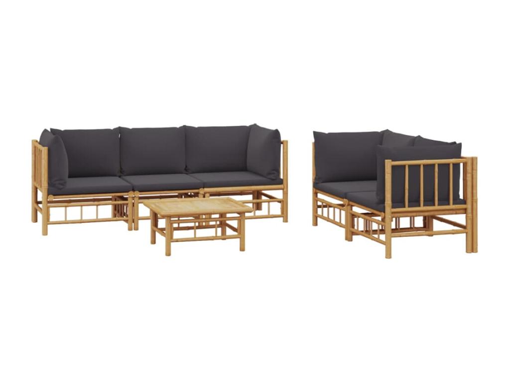 Salon de jardin 6 pièces avec coussins gris foncé Maisonpuretop 27309SLLE