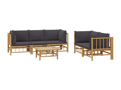 Salon de jardin 6 pièces avec coussins gris foncé Maisonpuretop 27309SLLE
