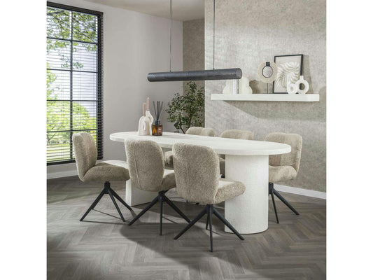 Table à manger blanche en marbre composite 215 cm Maisonpuretop 85854LIUA