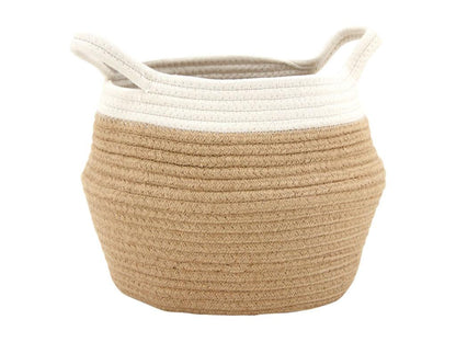Set de 3 corbeilles en corde blanc et naturel avec 2 anses 00475DICM