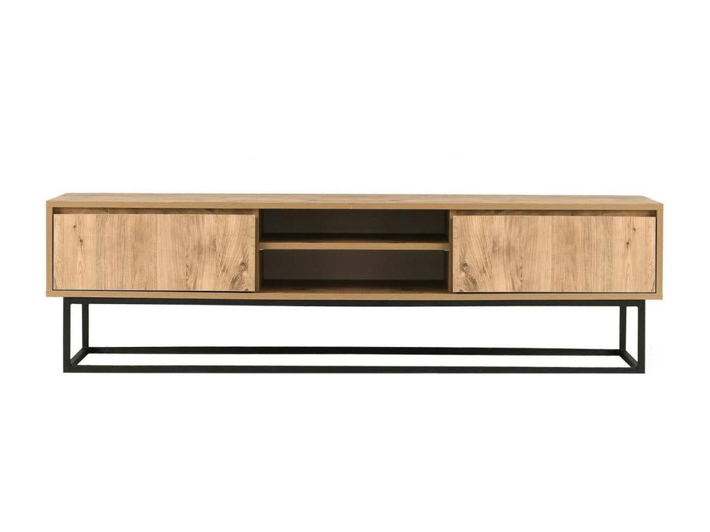 Meuble TV Maisonpuretop Buffet de salon Armoire basse pour TV Base murale de rangement 140x40h50 cm Noir et Chêne 13649GPUQ