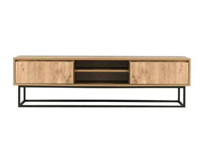 Meuble TV Maisonpuretop Buffet de salon Armoire basse pour TV Base murale de rangement 140x40h50 cm Noir et Chêne 13649GPUQ