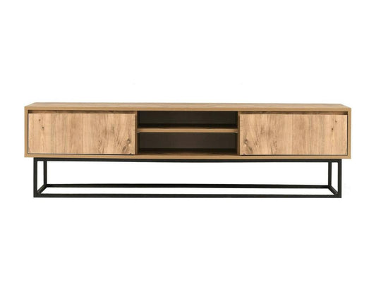 Meuble TV Maisonpuretop Buffet de salon Armoire basse pour TV Base murale de rangement 140x40h50 cm Noir et Chêne 13649GPUQ