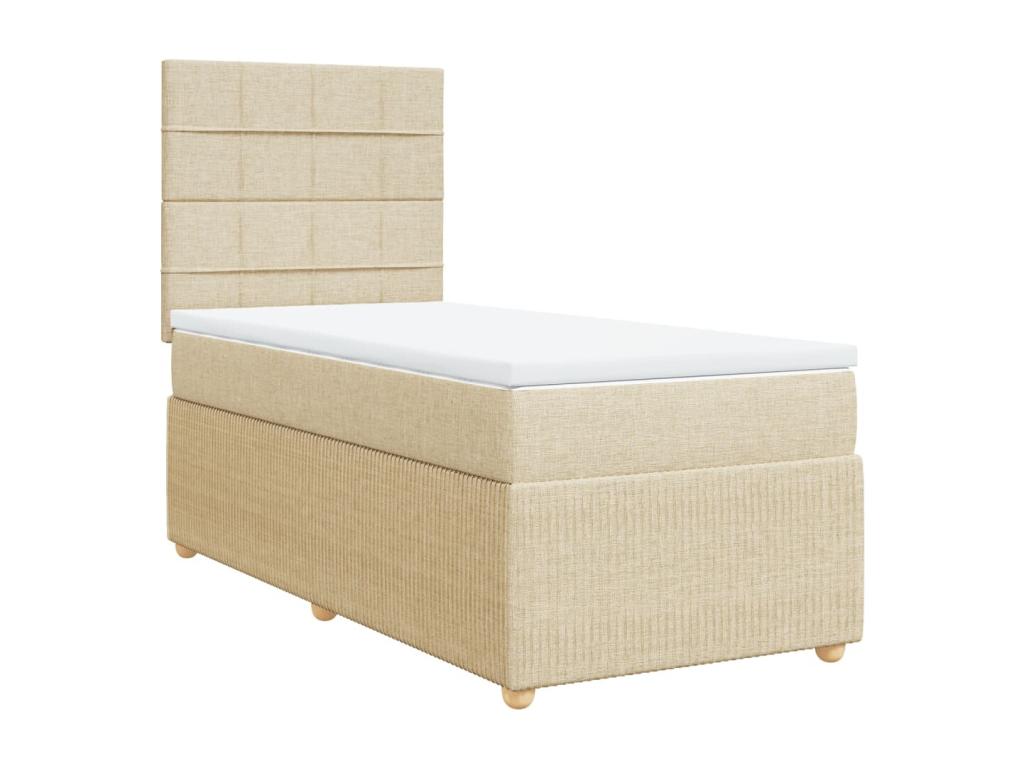 Sommier à Maisonpuretop de lit avec matelas Crème 80x200 cm Tissu 93206VLDQ