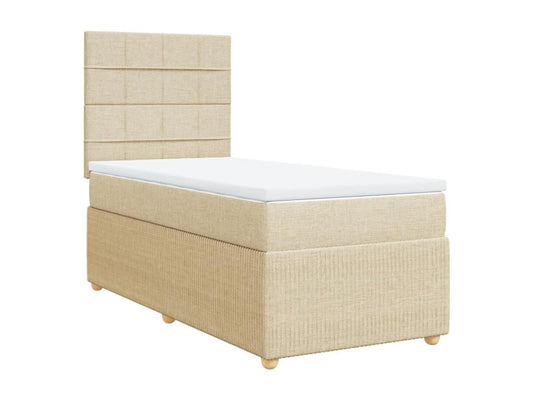 Sommier à Maisonpuretop de lit avec matelas Crème 80x200 cm Tissu 93206VLDQ