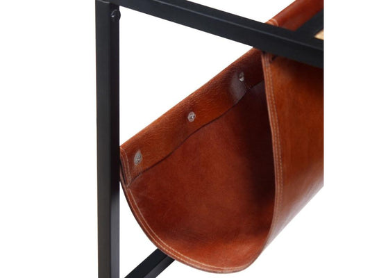 Table basse avec porte-revues Cuir véritable 110x50x45 60669OEVD