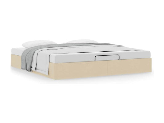 Cadre de lit Maisonpuretop sans matelas crème 200x200 cm tissu 73500UDPB