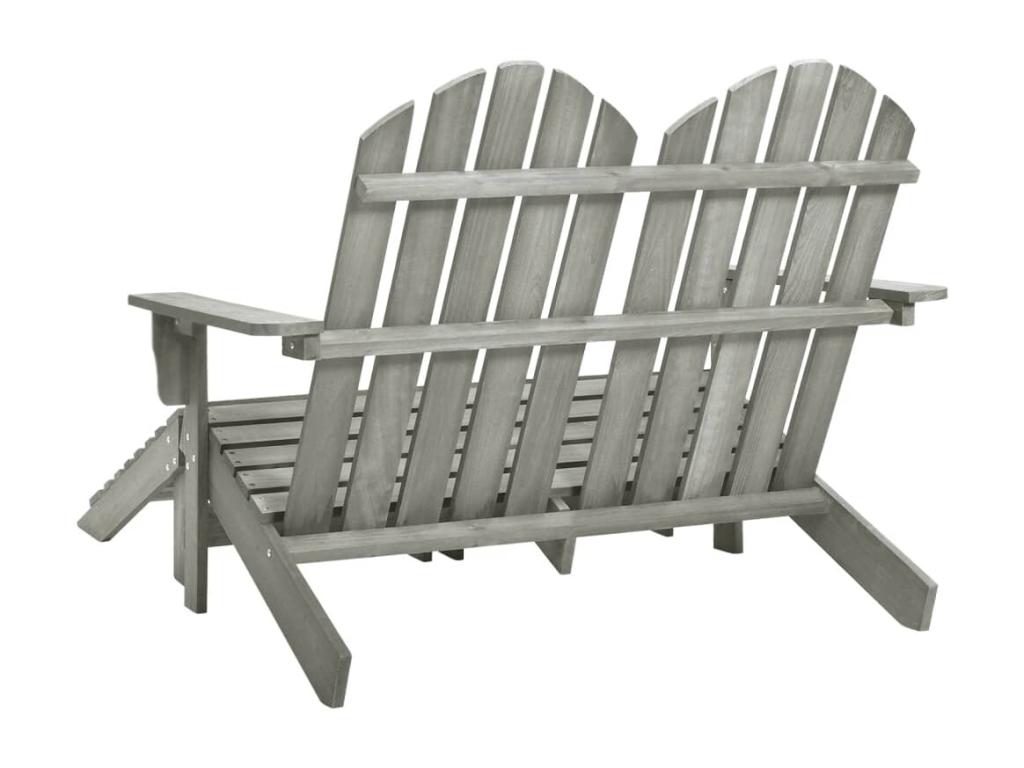 Chaise de jardin Maisonpuretop 2 places et repos-pied Sapin Gris 87713TODM