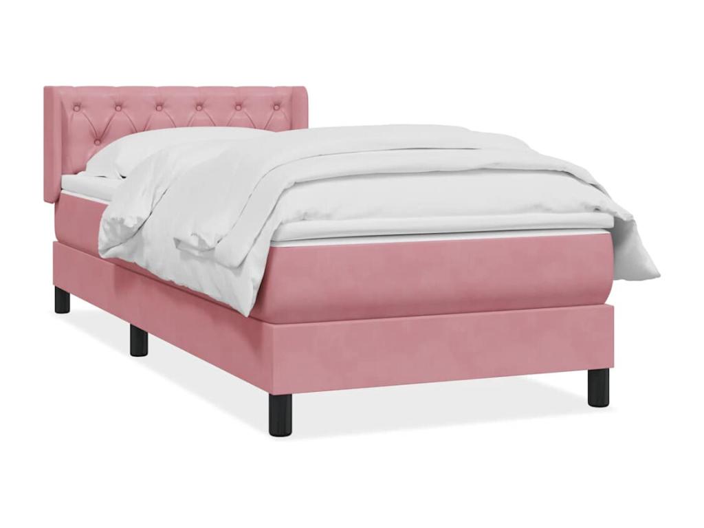Sommier à Artvivrestore de lit avec matelas rose 80x220 cm velours 53033INHY