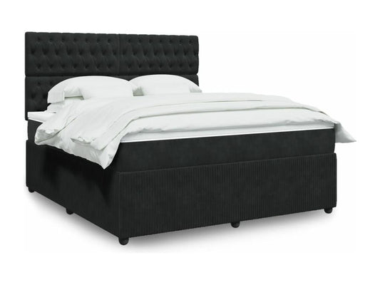 Sommier à Maisonpuretop de lit avec matelas Noir 180x200 cm Velours 40613DATX