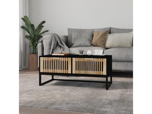 Table basse noire 80x40x35 cm Bois d'ingénierie et fer 14239RHYC