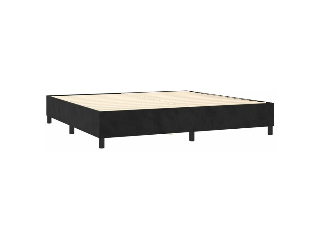 Sommier à Maisonpuretop de lit matelas et LED Noir 200x200 Velours 49269URRJ