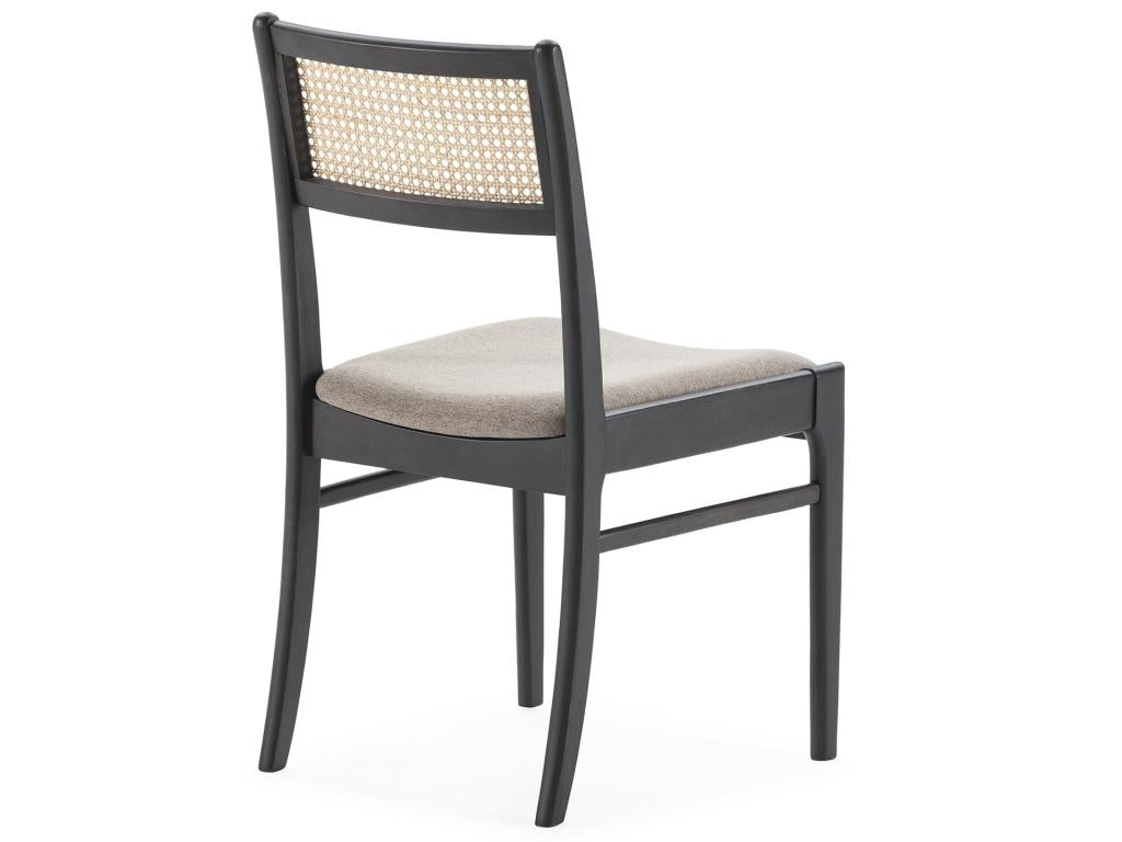 Pack de 2 chaises Maisonpuretop Couleur Noir Wash Bois Massif et Rotin naturel 44002XSZF