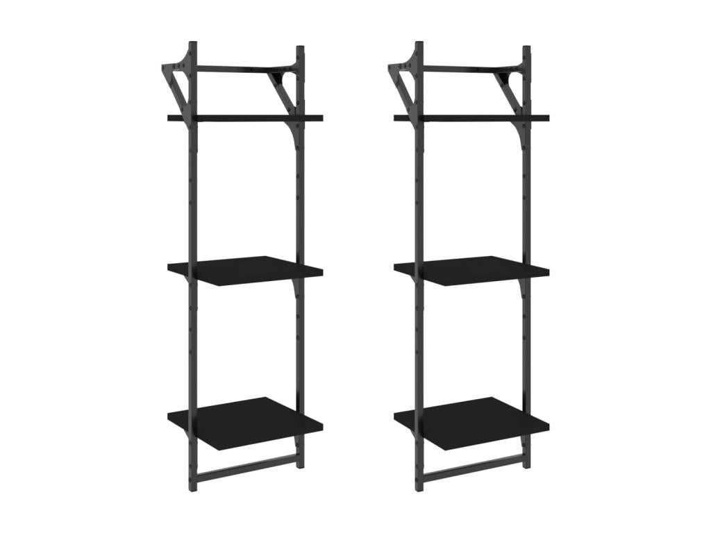 Etagères murales à 3 niveaux avec barres 2 pcs noir 30x25x100cm 27448EVTY