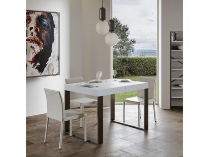 Table extensible 90x140/244 cm Tecno Frêne Blanc cadre Anthracite 18235LITL