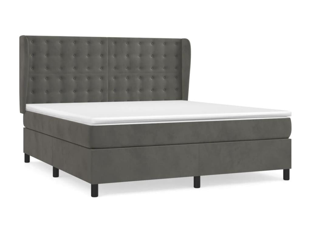 Lit à sommier tapissier et matelas Gris foncé 160x200cm Velours 91579JLFO