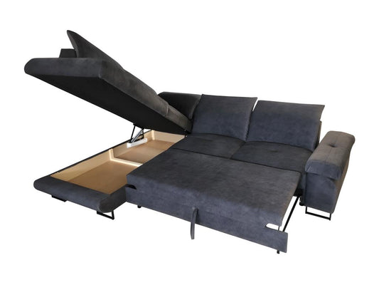 Canapé d'angle convertible Maisonpuretop têtières réglables beige angle droit 94296GALV