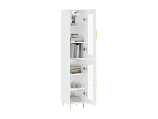Buffet haut Blanc brillant 34,5x34x180 cm Bois d'ingénierie 92105SLFP