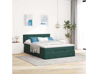 Cadre de lit Maisonpuretop avec matelas vert foncé 140x200 cm velours 52871KENG