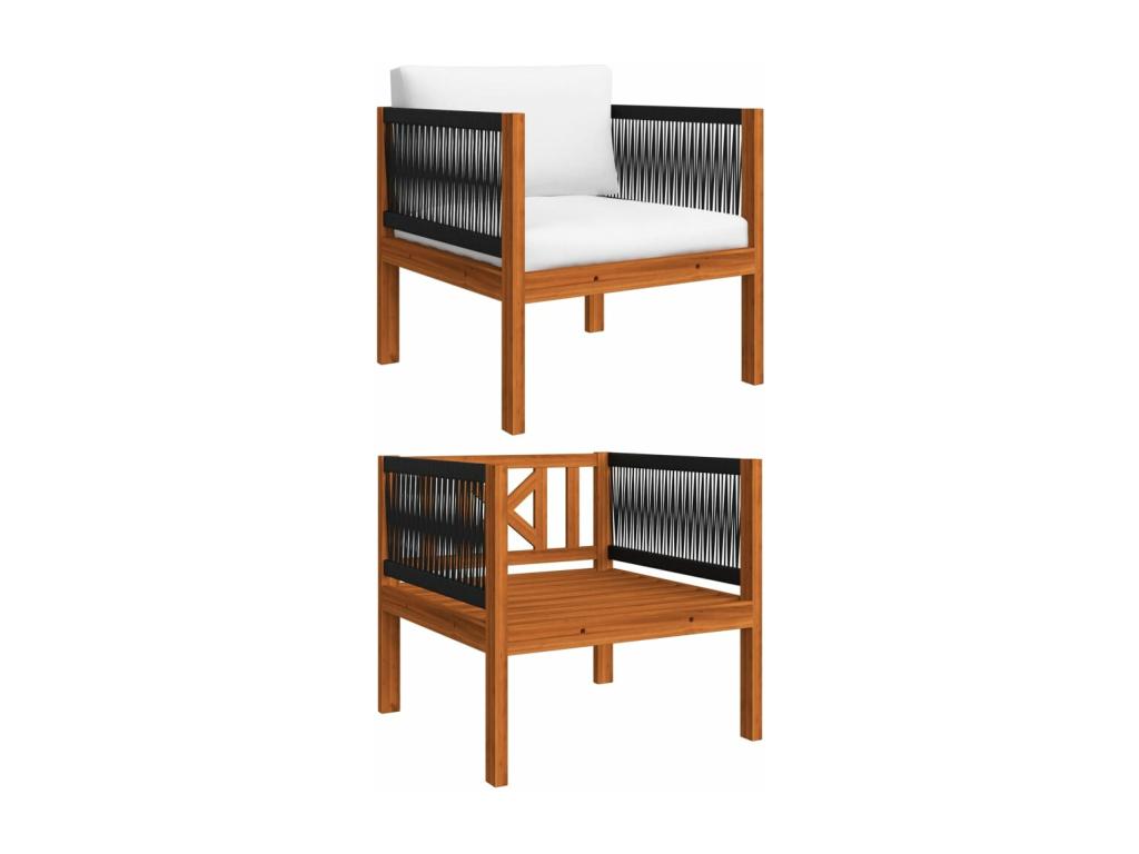 Salon de jardin 5 pcs avec coussins Crème Bois d'Maisonpuretop solide 62679GAGP