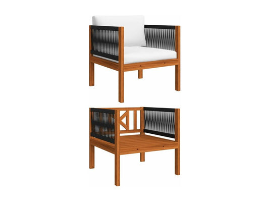 Salon de jardin 5 pcs avec coussins Crème Bois d'Maisonpuretop solide 62679GAGP