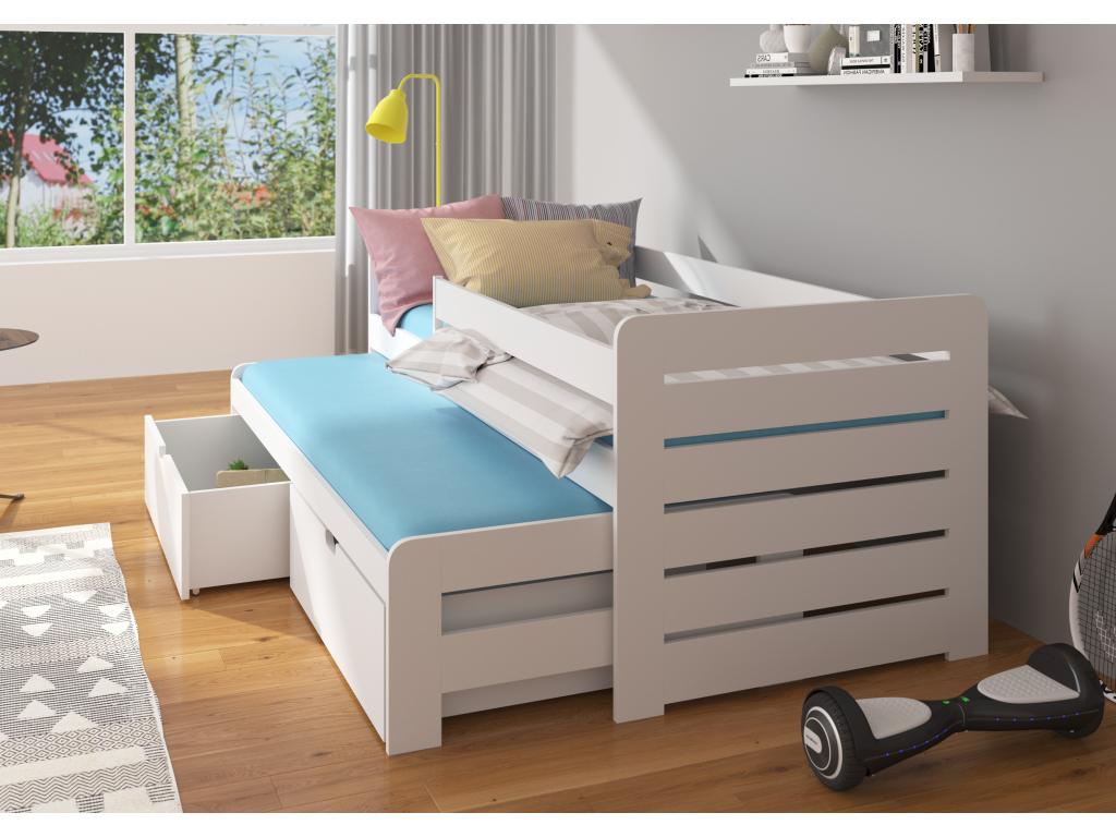 Lit gigogne rose 2 couchages 90x200 avec 2 coffres de rangement Solale 22300LQYX