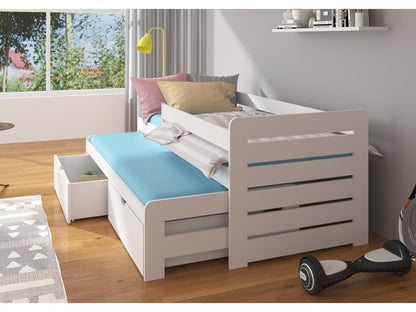 Lit gigogne rose 2 couchages 90x200 avec 2 coffres de rangement Solale 22300LQYX