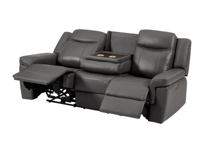 Canapé 3 places Maisonpuretop électrique en cuir gris avec tablette Maisonpuretop 29588CAXF