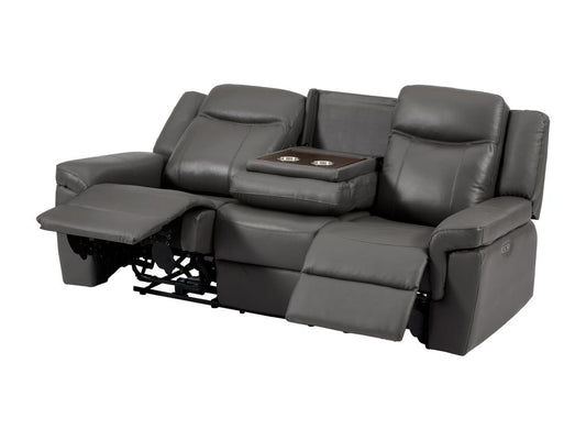 Canapé 3 places Maisonpuretop électrique en cuir gris avec tablette Maisonpuretop 29588CAXF