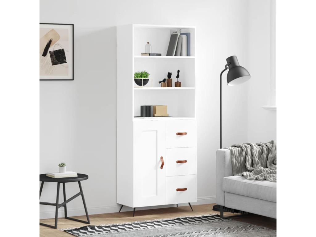 Buffet haut Blanc 69,5x34x180 cm Bois d'ingénierie 84274ORFL