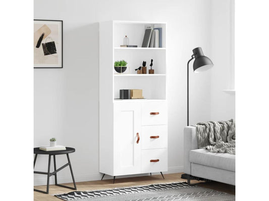 Buffet haut Blanc 69,5x34x180 cm Bois d'ingénierie 84274ORFL