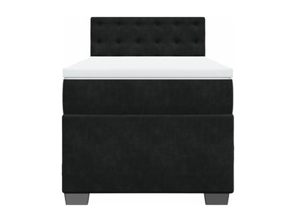 Sommier à Maisonpuretop de lit avec matelas Noir 100x200 cm Velours 98992IUWL