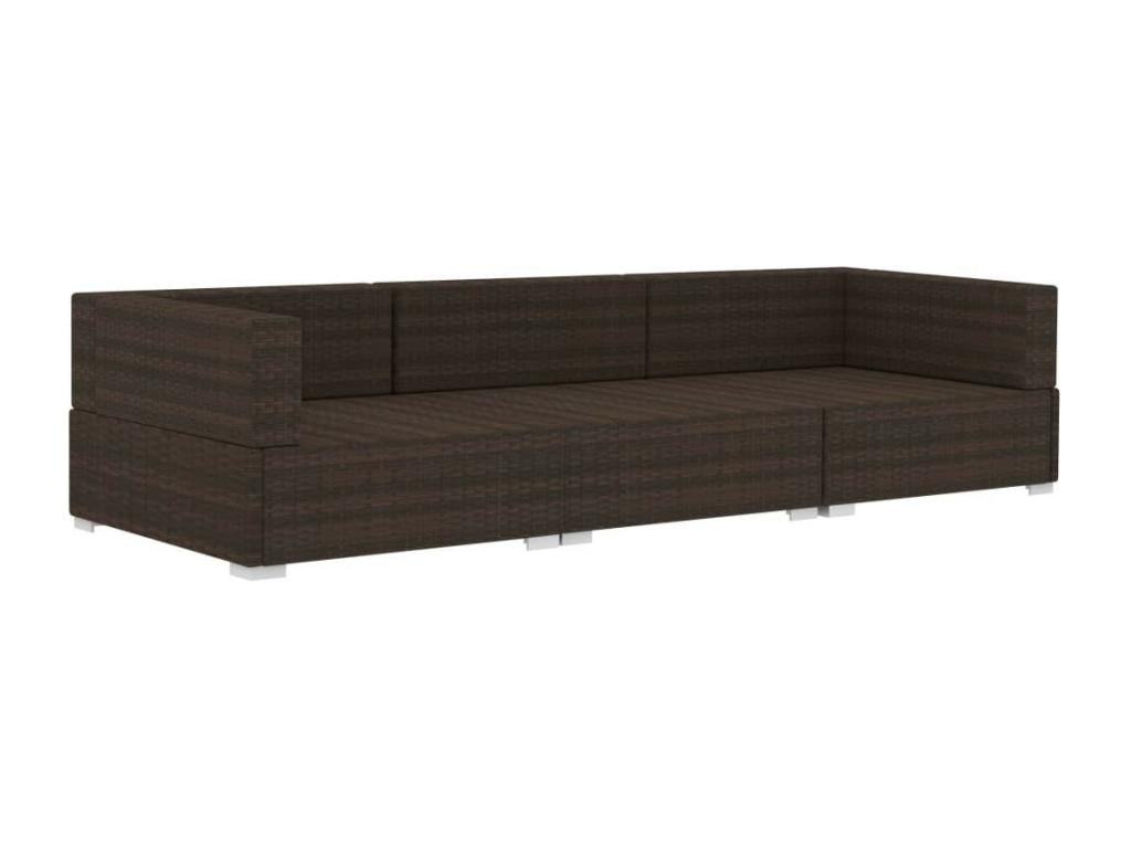 Salon de jardin 3 pcs avec coussins Résine tressée Marron 2 55388DBOQ