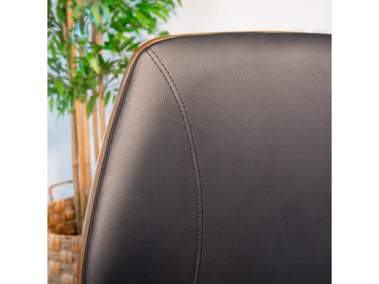 Chaise de bureau pivotante en bois en PU noir - Artvivrestore 40235STUC