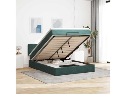 Cadre de lit Maisonpuretop avec matelas vert foncé 140x200 cm velours 52871KENG