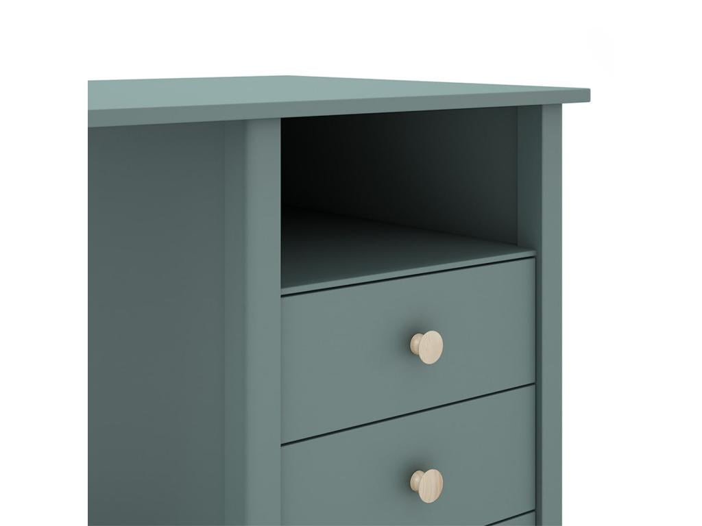 Maisonpuretop - Bureau 3 Tiroirs en Pin Massif Vert Pétrole 35782ODOL