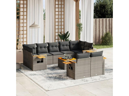 Salon de jardin avec coussins 10 pièces gris résine tressée 55590MXRF