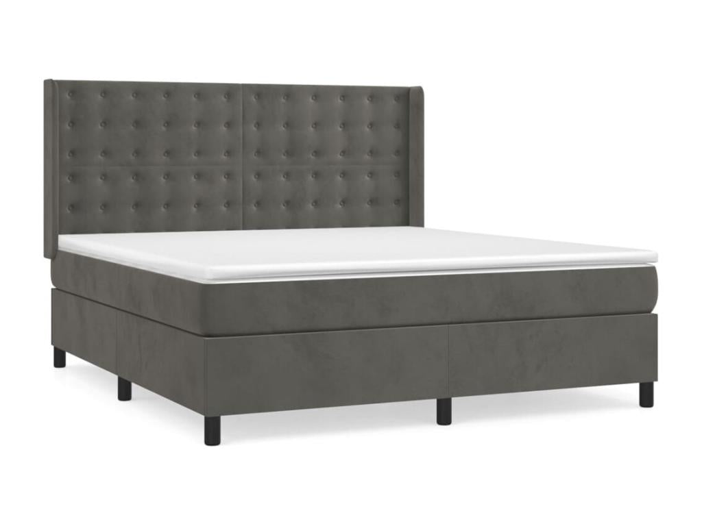 Lit à sommier tapissier et matelas Gris foncé 160x200cm Velours 64484RWVV