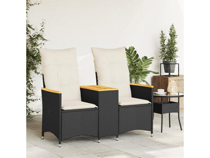 Canapé de jardin inclinable 2 places avec table noir poly rotin 19955TPSI
