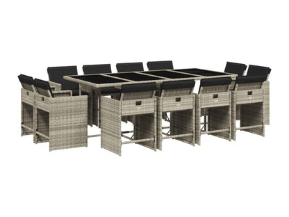 Ensemble à manger de jardin et coussins 13 pcs gris clair rotin 69089GKXN