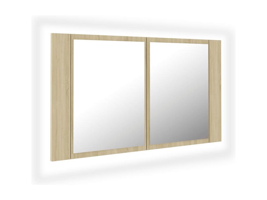 Armoire à miroir à LED de bain Chêne Maisonpuretop 80x12x45 Acrylique 39171LORM
