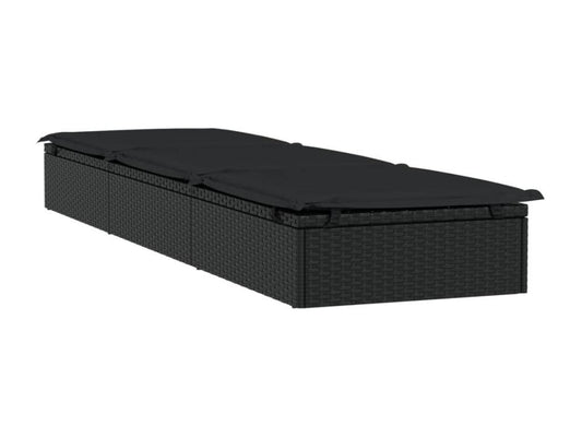 Chaise longue 1 pce avec coussin noir 201x55x62cm résine tressée 50428NUTF