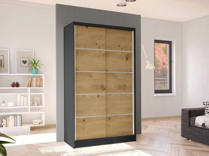 Armoire Artvivrestore 167 Noir - Chêne Artvivrestore 200x100x58cm Portes d'armoire Glissement 51821BZKM