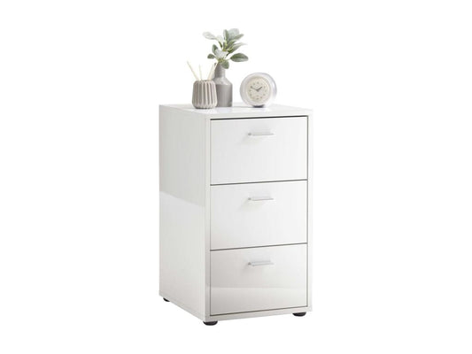 Maisonpuretop Table de chevet avec 3 tiroirs Blanc brillant 82115IXSJ