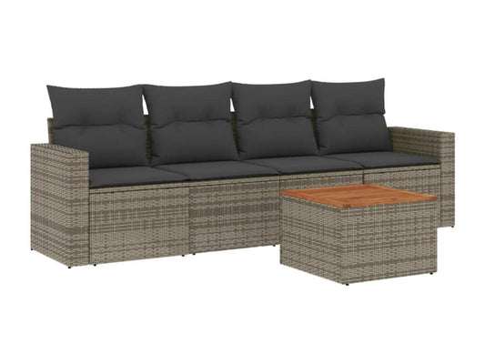 Salon de jardin 5 pcs avec coussins gris résine tressée 50263PPOD
